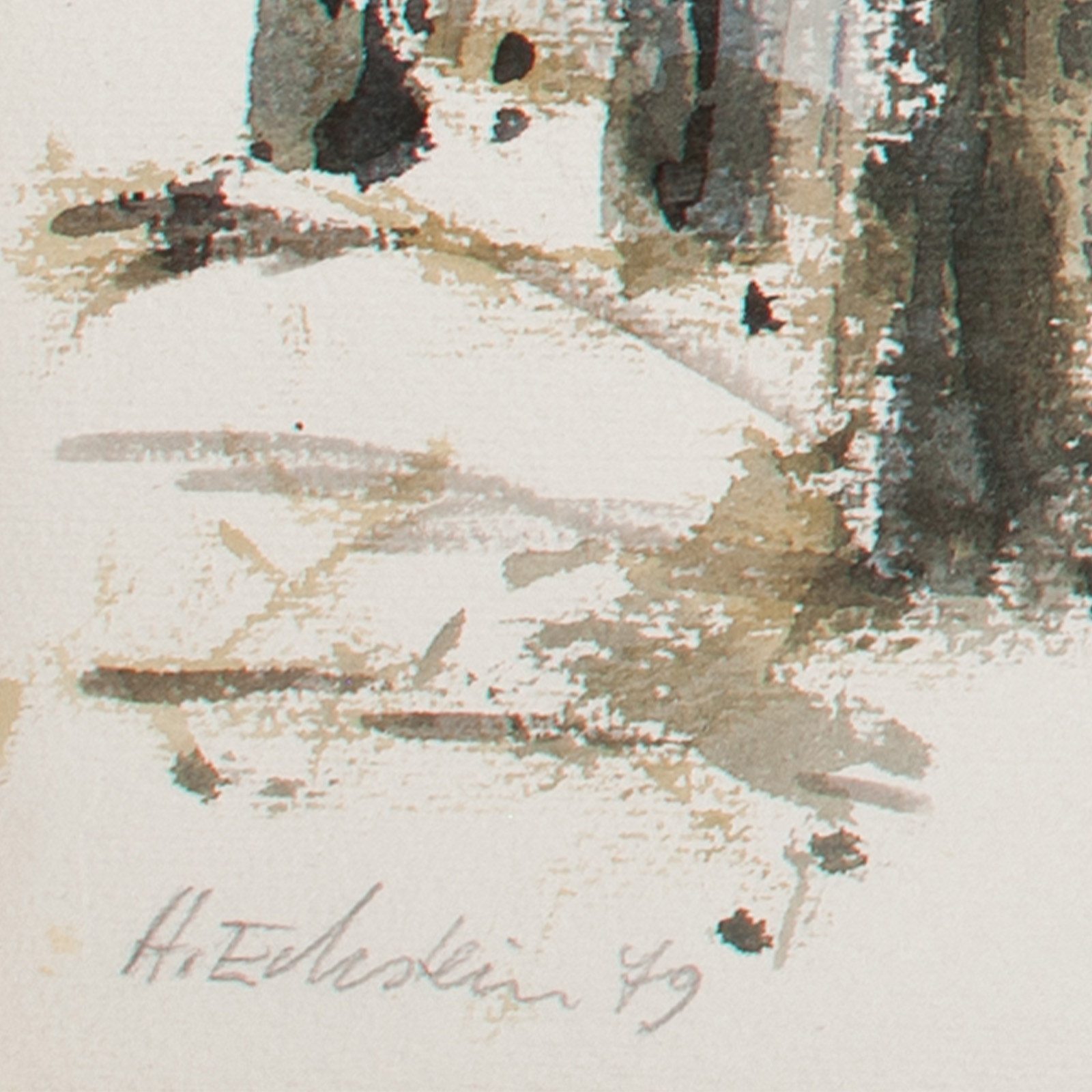 Aquarell "Zugefrorener Teich (Linden)" – Bild 4